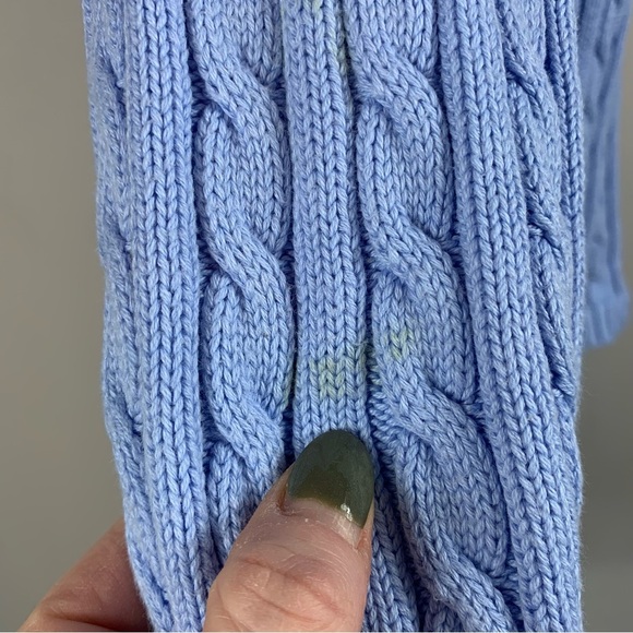 LL Bean Blue Double L Mixed Cable Knit Zip Front Cotton Cardigan Size MP - Picture 4 of 10